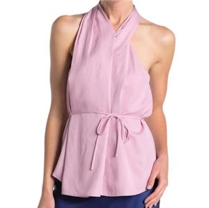 Club Monaco Mauve Cross Over Pleated Halter Sleeveless Blouse Top X-Small 0 NWT